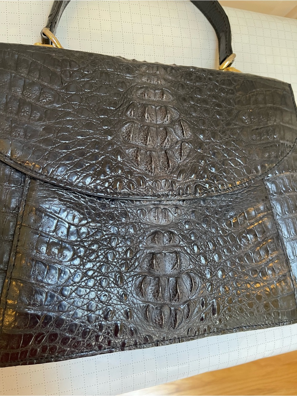 Vintage mid-century genuine alligator Kelly style top handle bag - Picture 3 of 16